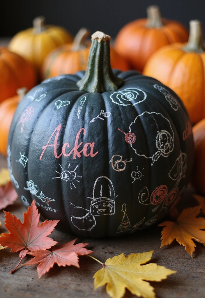 30 No-Carve Pumpkin Decorating Ideas for Hassle-Free Halloween - 7. Chalkboard Pumpkins