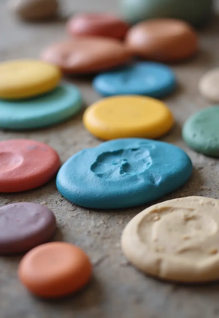 A group of colorful round polymer clay.