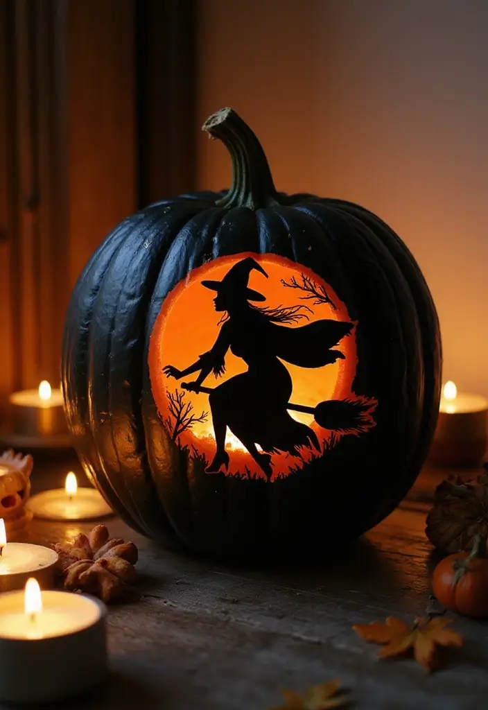 30 No-Carve Pumpkin Decorating Ideas for Hassle-Free Halloween - 10. Silhouette Pumpkins
