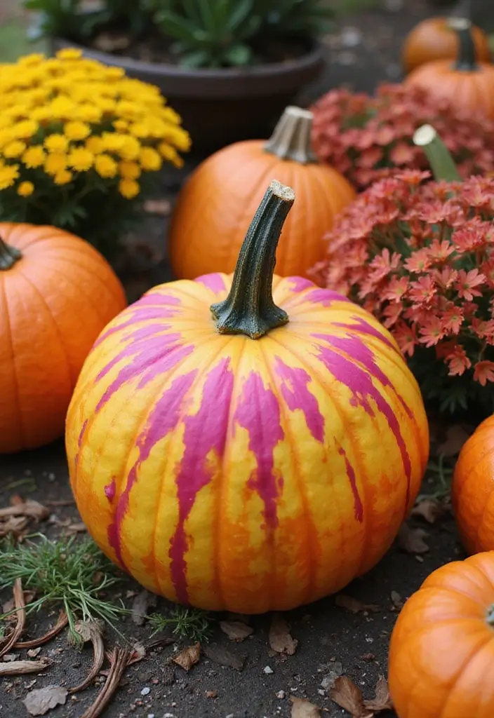 30 No-Carve Pumpkin Decorating Ideas for Hassle-Free Halloween - 15. Tie-Dye Pumpkins