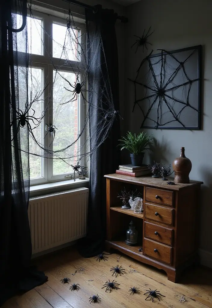 Spooky Spider Webs - Spooky Indoor DIY Halloween Decorations