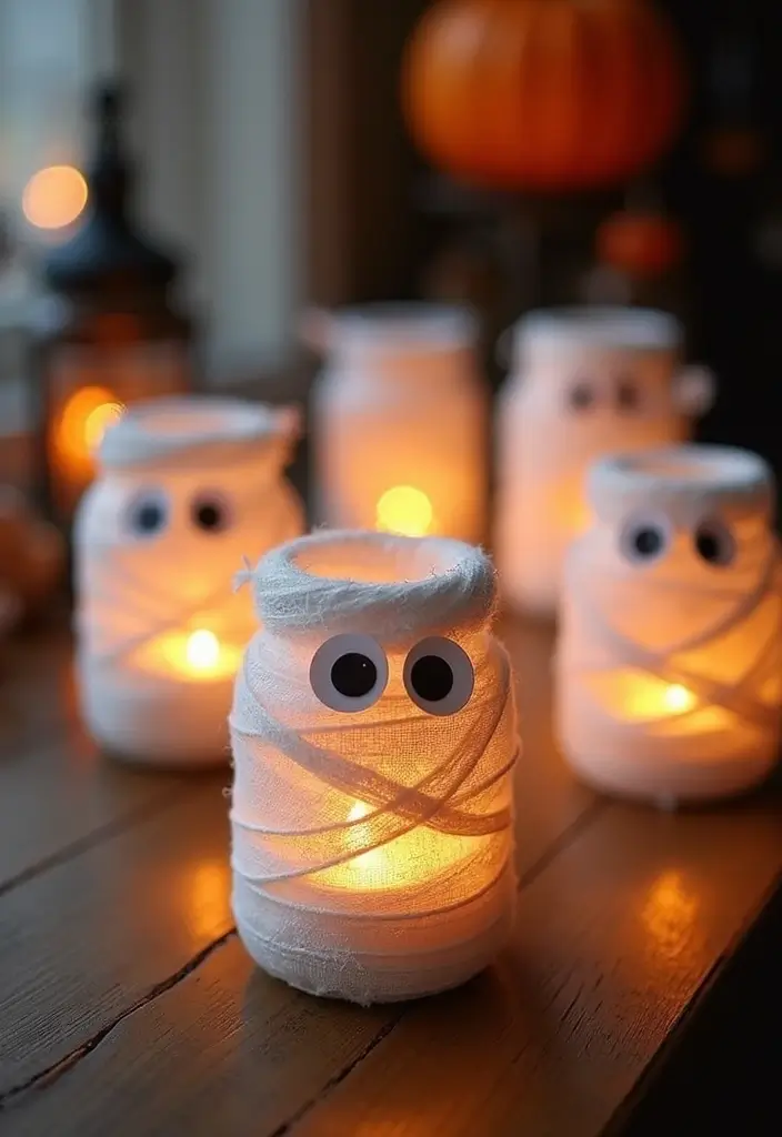 Mummy Jars - Spooky Indoor DIY Halloween Decorations