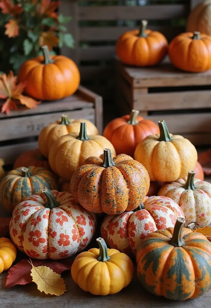 30 No-Carve Pumpkin Decorating Ideas for Hassle-Free Halloween - 2. Fabric-Covered Pumpkins