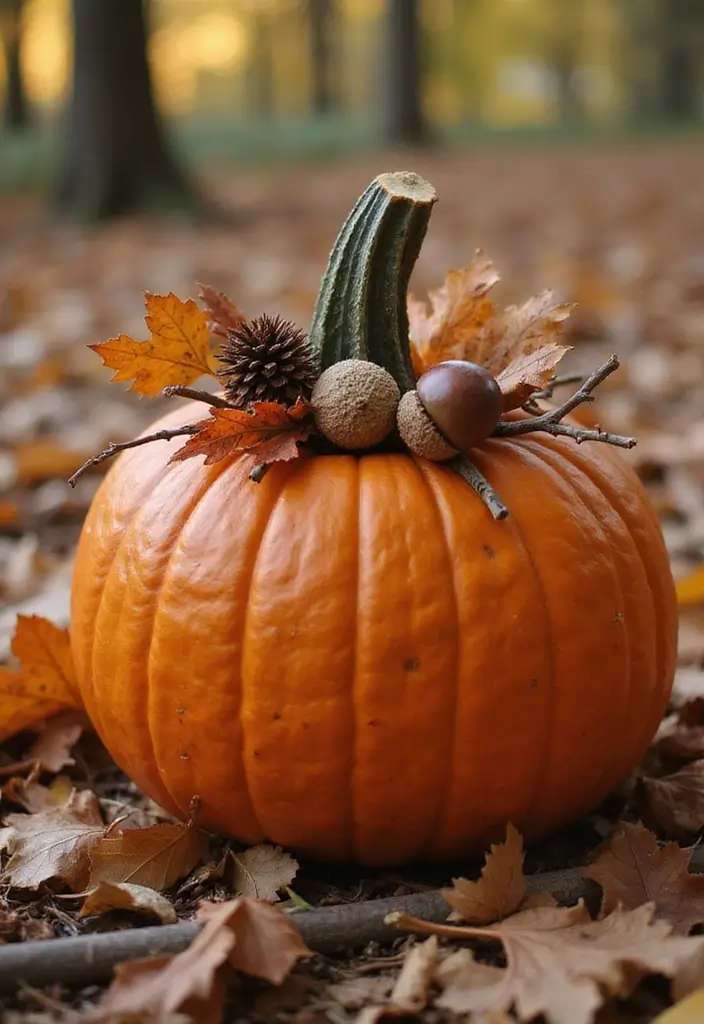 30 No-Carve Pumpkin Decorating Ideas for Hassle-Free Halloween - 5. Nature-Inspired Pumpkins