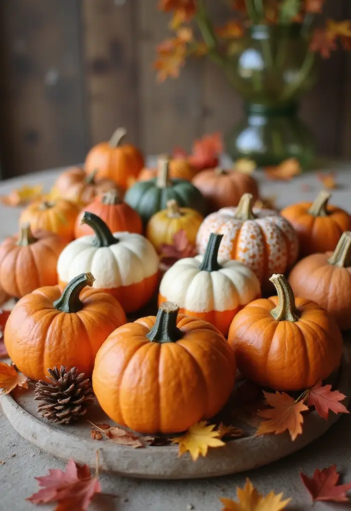 30 No-Carve Pumpkin Decorating Ideas for Hassle-Free Halloween - 29. Mini Pumpkin Centerpieces