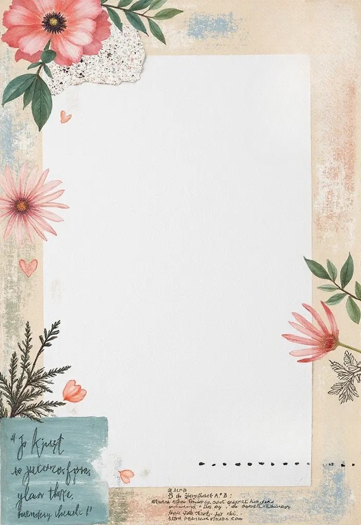 Floral-themed friendship scrapbook ideas page with soft pastel flowers, greenery, and space for personal memories.