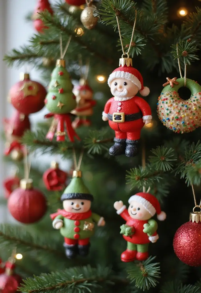 Adorable Christmas ornaments polymer clay crafts for beginners, festive handmade holiday tree decoration ideas.