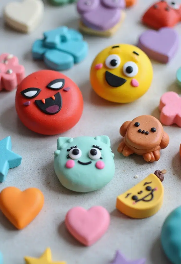 Fun and colorful emoji and animal face polymer clay crafts for beginners, easy DIY ideas for gifts and decor.