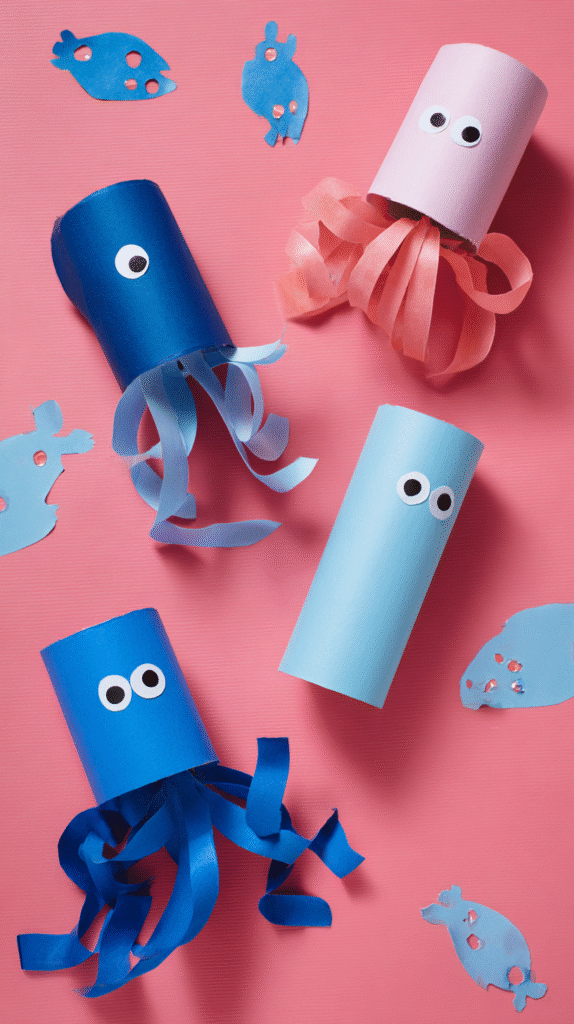 Sea creatures as toilet paper roll crafts.